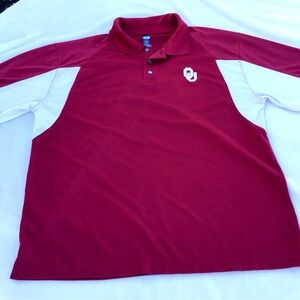 NCAA OU men’s polo shirt size large Crimson and White